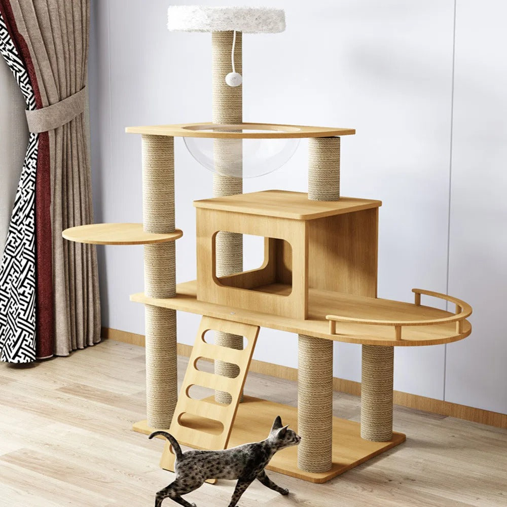 115-175cm. Large Multi-Level Indoor Cat Tree – Tall Cat Tower Condo with Scratching Posts, Boards, Perches & Caves