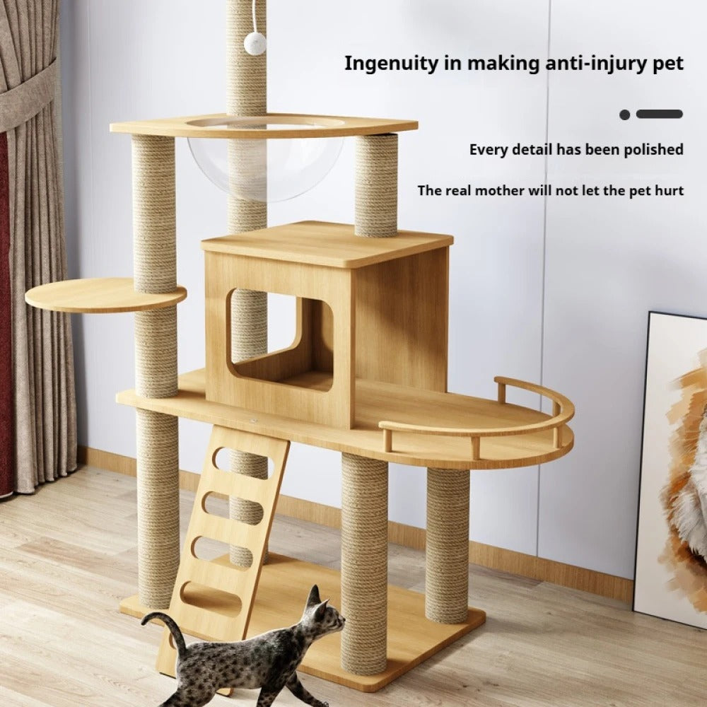 115-175cm. Large Multi-Level Indoor Cat Tree – Tall Cat Tower Condo with Scratching Posts, Boards, Perches & Caves