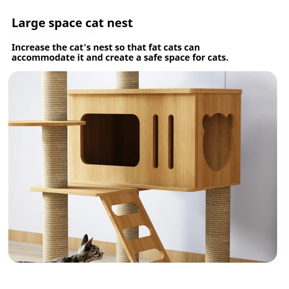 115-175cm. Large Multi-Level Indoor Cat Tree – Tall Cat Tower Condo with Scratching Posts, Boards, Perches & Caves