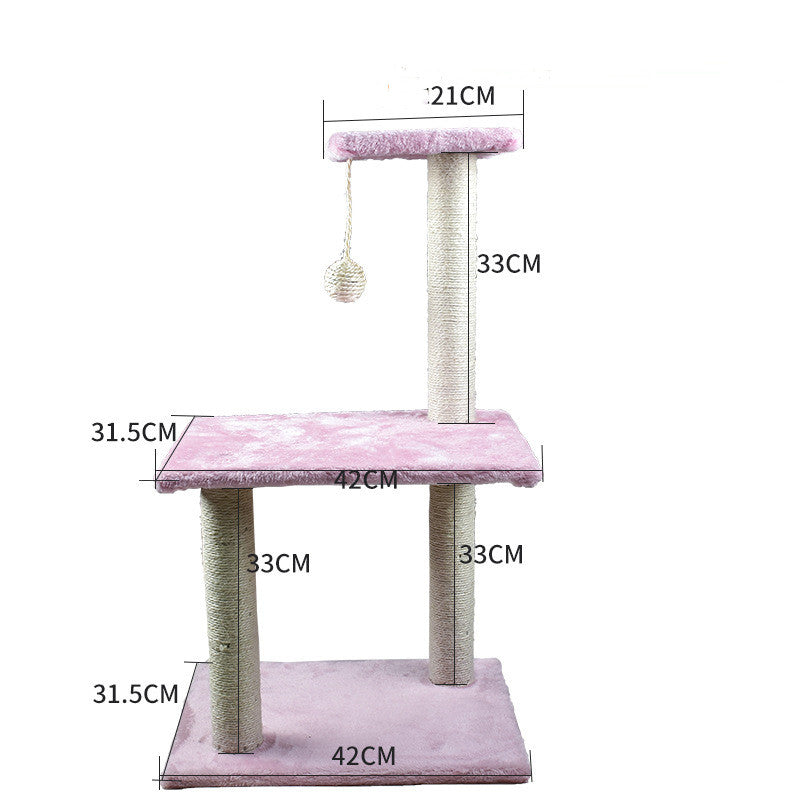 Multi-Style Solid Wood Cat Climbing Tree Frame with Integrated Scratching Post
