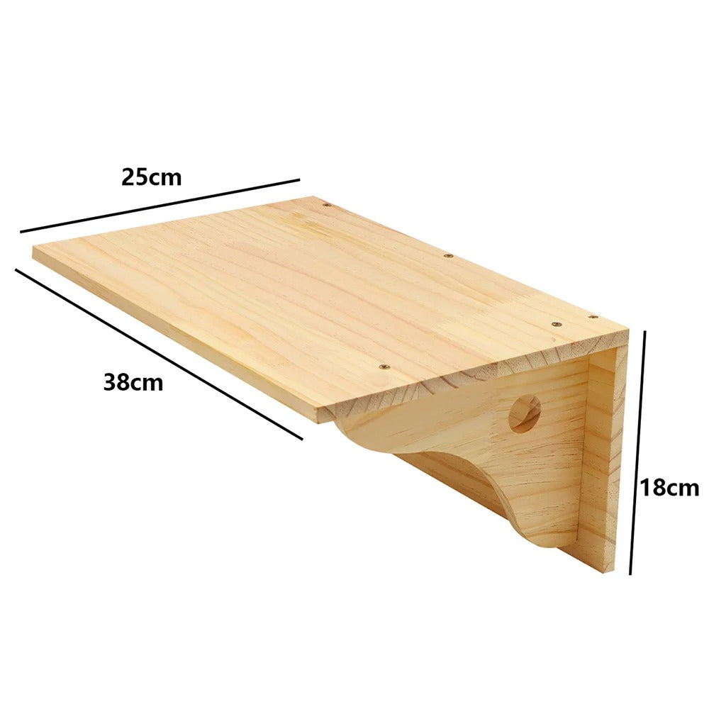 Wall-Mounted Wooden Cat Hammock and Scratching Post with Ladder Steps