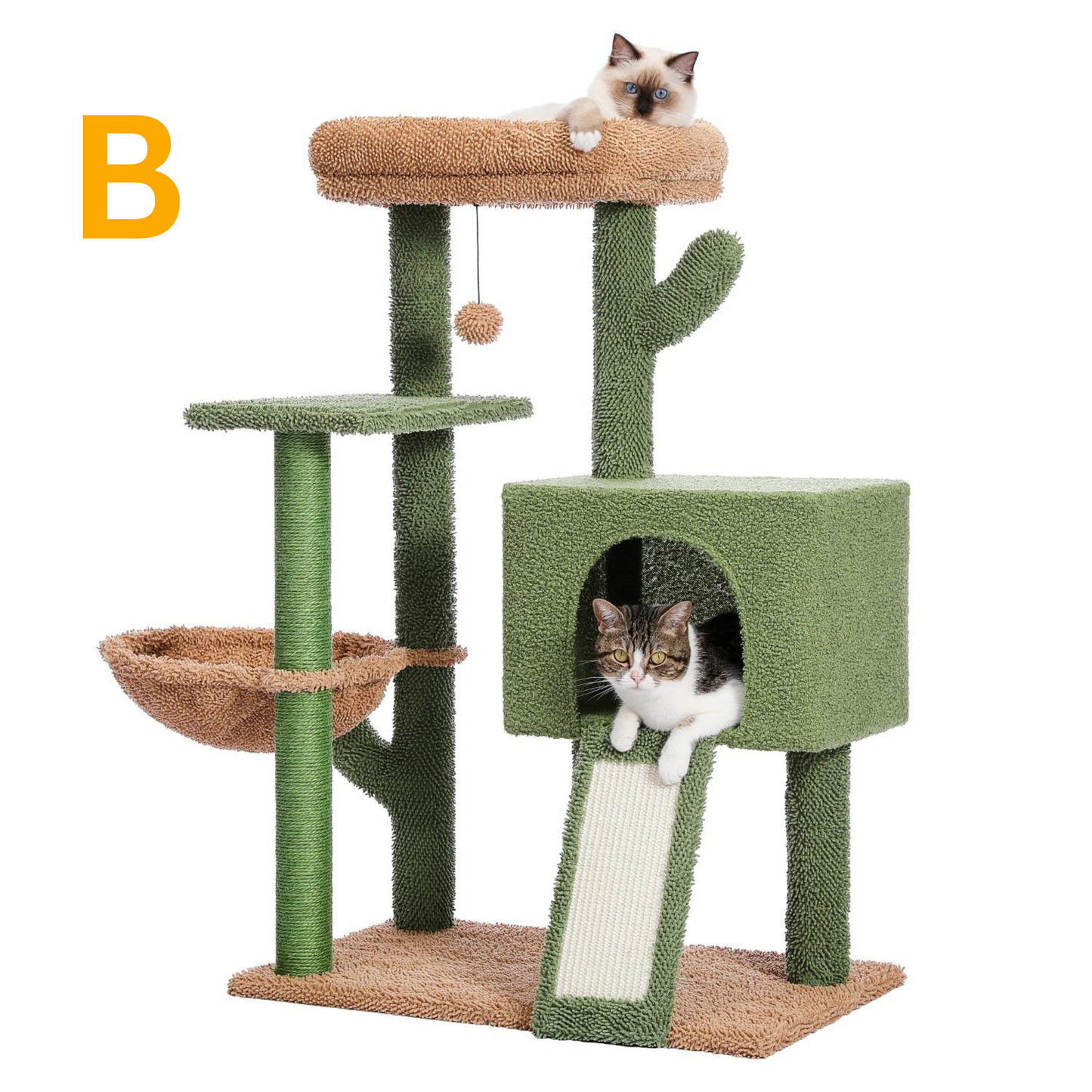 104cm Green Fresh Pastoral Multi-Level Cactus Cat Tree