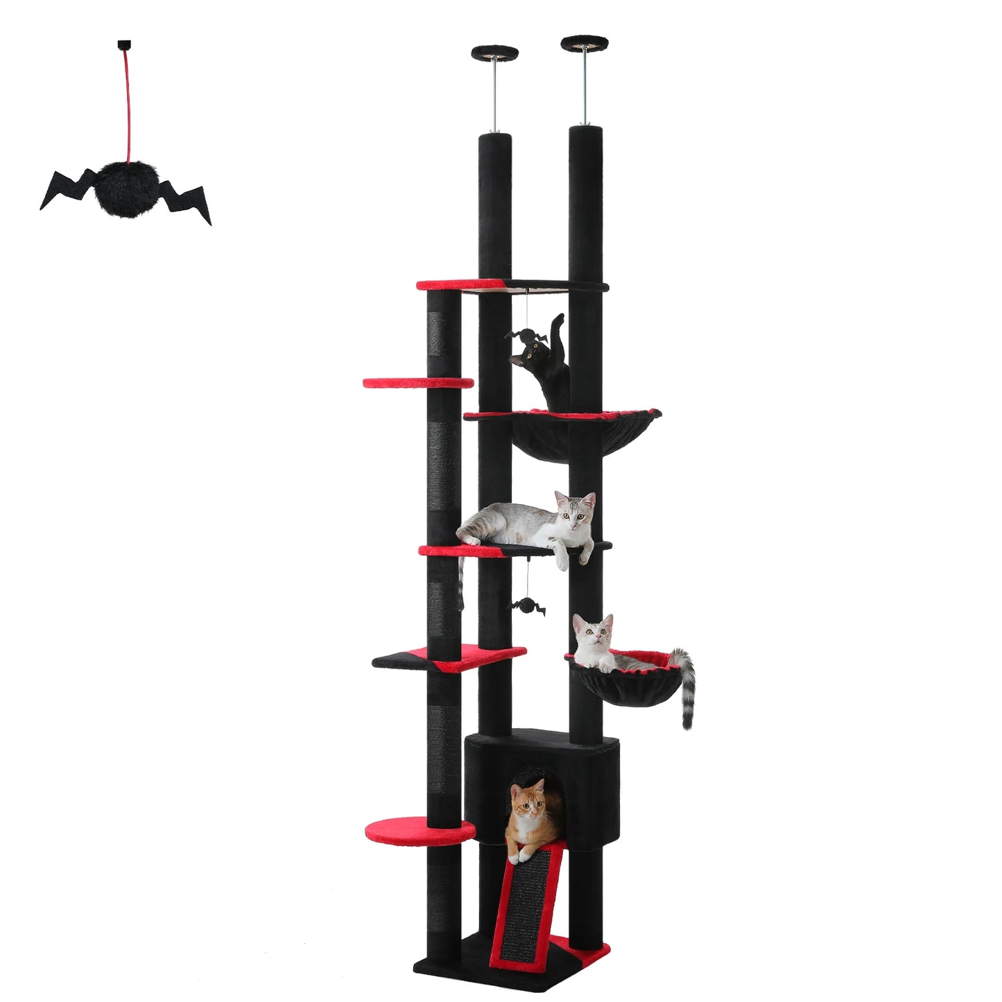 Adjustable 230-252cm Cactus-Themed Cat Tree with Multiple Features