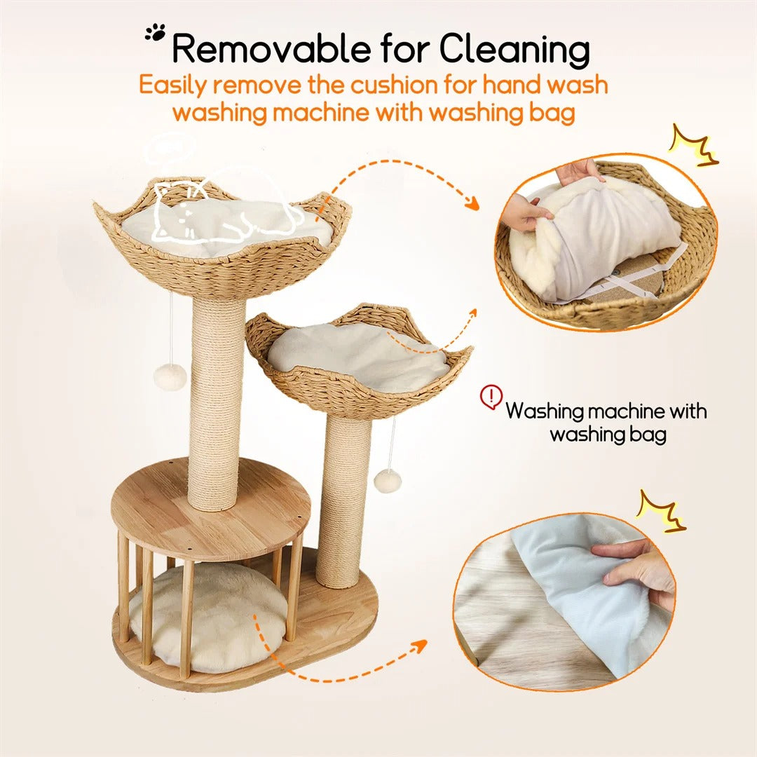 99cm 3-Tier Cat Climbing Tree – Indoor Activity Tower with Scratching Post for Kittens & Cats