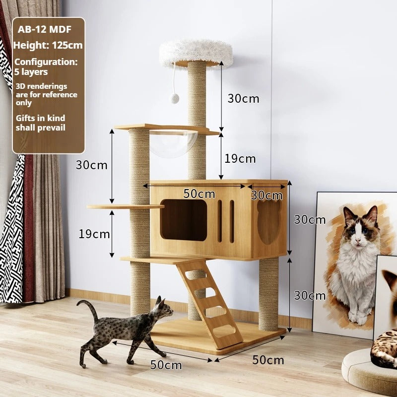 115-175cm. Large Multi-Level Indoor Cat Tree – Tall Cat Tower Condo with Scratching Posts, Boards, Perches & Caves