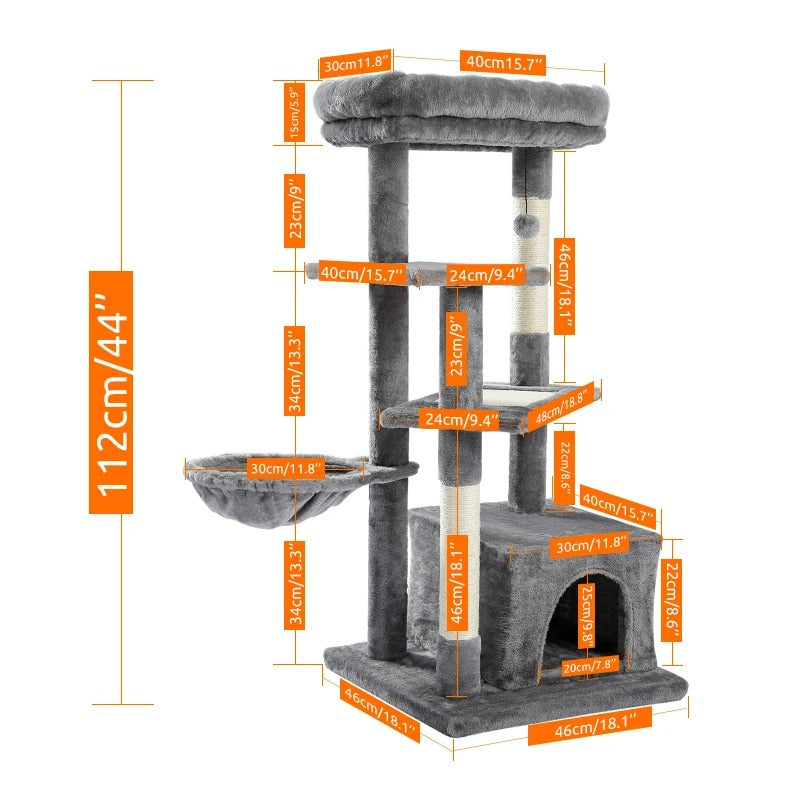 112CM Grand Multi-Level Cat Tree with Condo and Scratching Posts