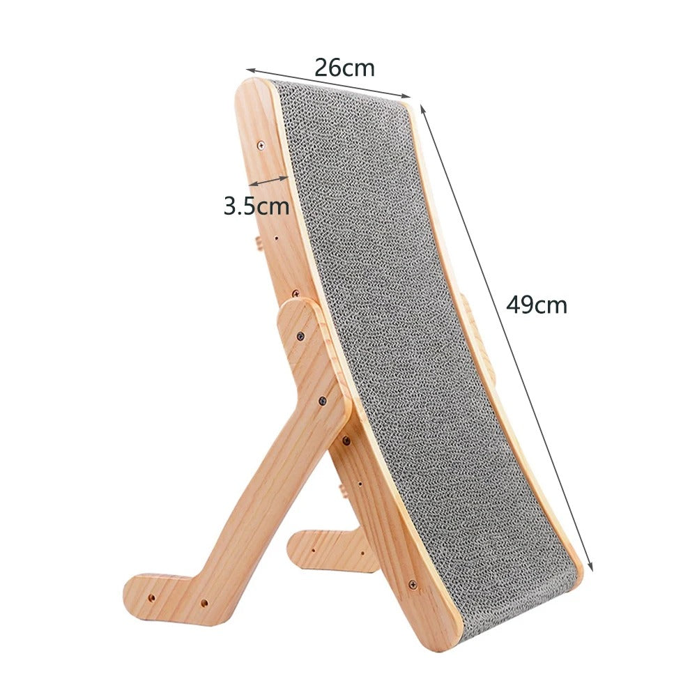 3-in-1 Wooden Cat Scratch Board and Lounge Bed - Versatile Cat Scratcher