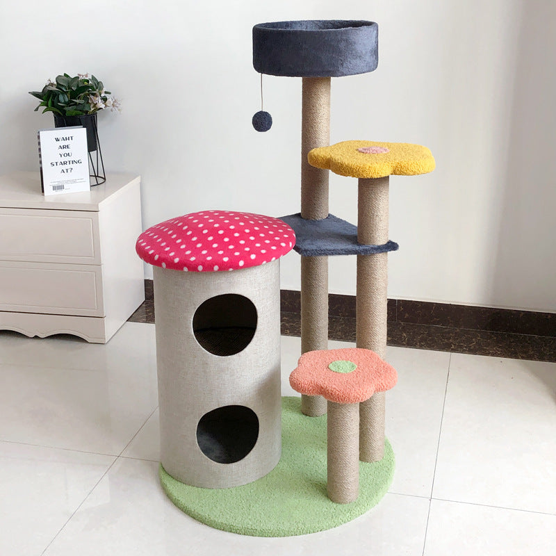 70cm Durable Cat Tower with Scratch Board and Climbing Tree
