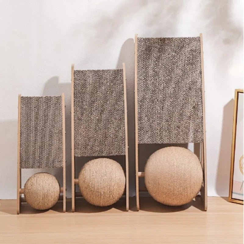 Interactive Cat Scratching Board with Detachable Vertical Ball Toy