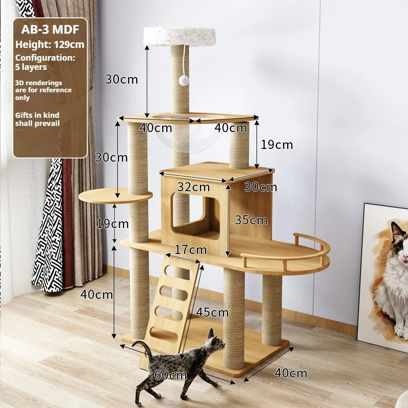 115-175cm. Large Multi-Level Indoor Cat Tree – Tall Cat Tower Condo with Scratching Posts, Boards, Perches & Caves
