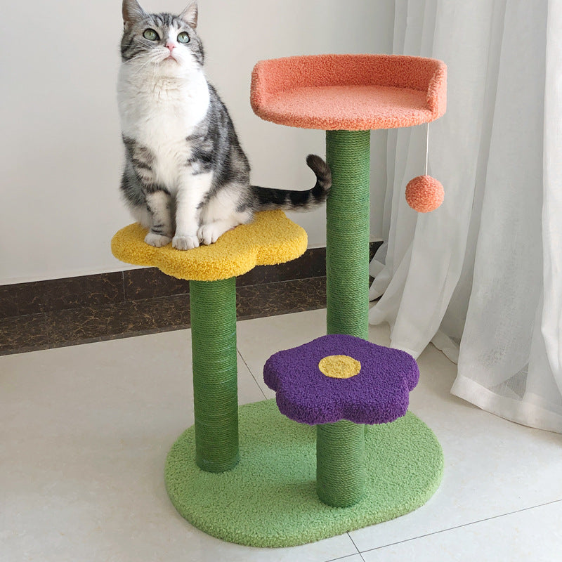 70cm Durable Cat Tower with Scratch Board and Climbing Tree