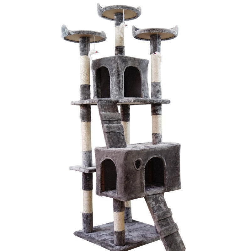 170cm Wooden Cat Tree with Integrated Jumping Platform and Sisal Columns