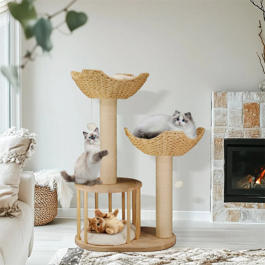 99cm 3-Tier Cat Climbing Tree – Indoor Activity Tower with Scratching Post for Kittens & Cats
