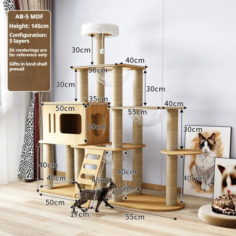 115-175cm. Large Multi-Level Indoor Cat Tree – Tall Cat Tower Condo with Scratching Posts, Boards, Perches & Caves