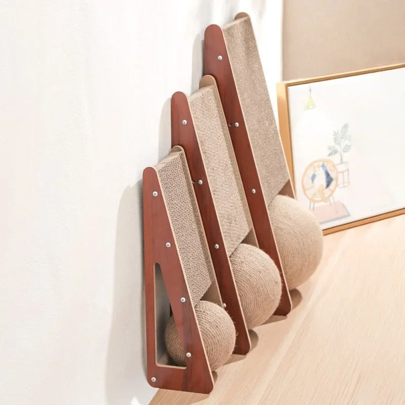 Interactive Cat Scratching Board with Detachable Vertical Ball Toy