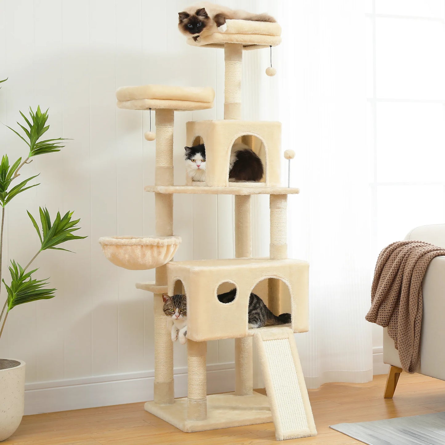 Large 172cm Grand Multi-Level Cat Tree with Condo and Scratching Posts