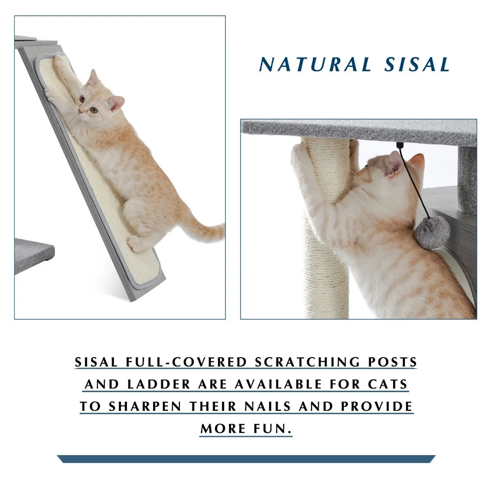 157cm Multi-Platform Cat Tower with Activity Tunnel & Scratching Posts
