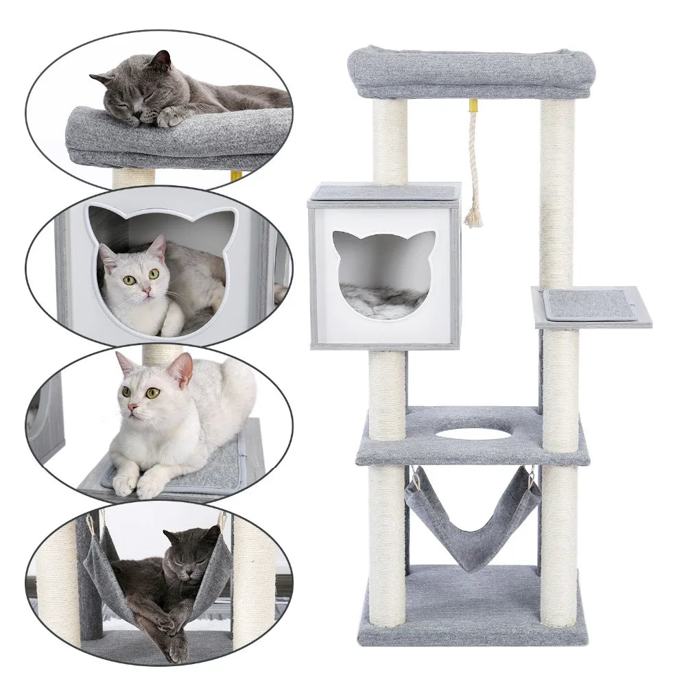 132cm Sleek Minimalist Cat Tree - Modern Design