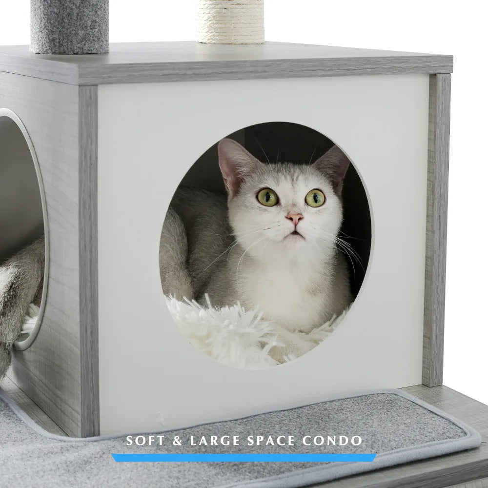 157cm Multi-Platform Cat Tower with Activity Tunnel & Scratching Posts
