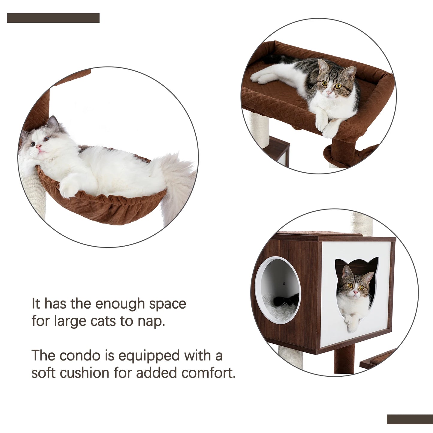 150cm Multi-Purpose Modern Cat Tree - With Private Cat Bathroom & Storage