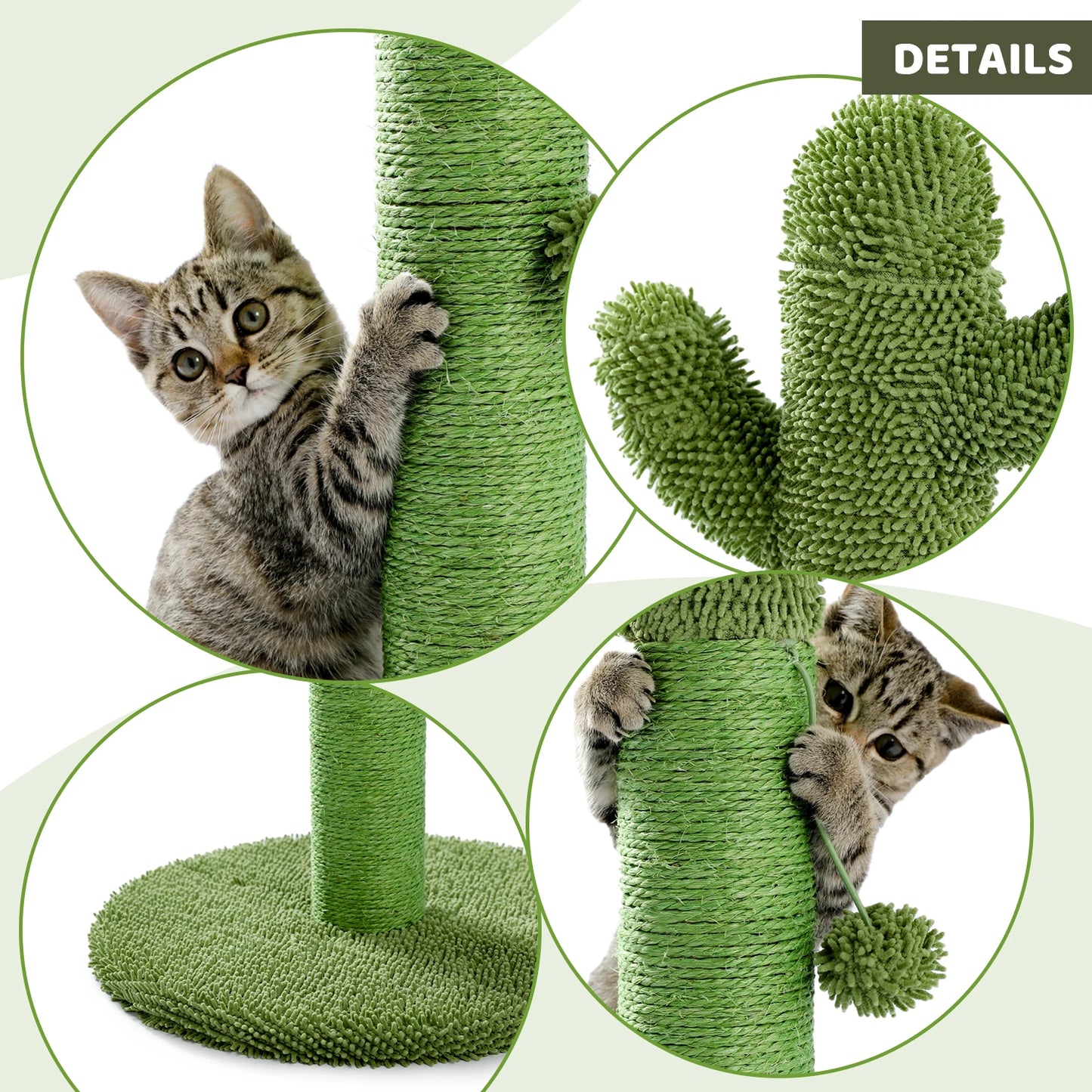 Adorable Cactus Cat Tree Collection - Available in 68cm, 70cm, 85cm, 93.5cm with Play Features
