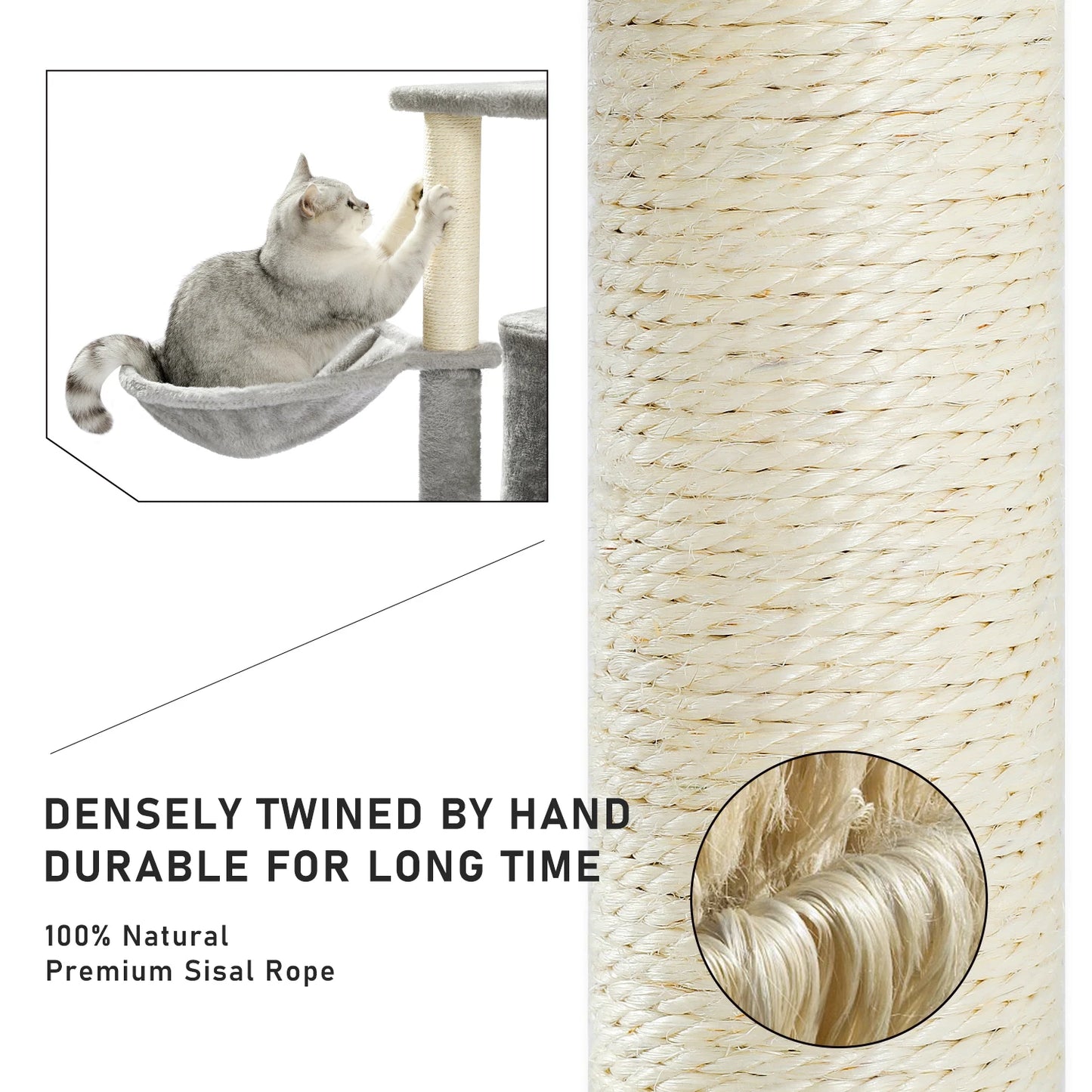 143cm Elegant Cat Climbing Tower & Scratching Post Tree  - Cozy and Stylish