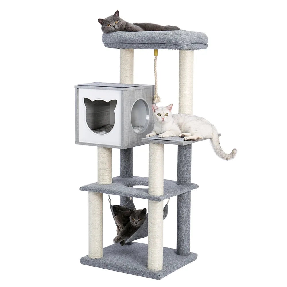 132cm Sleek Minimalist Cat Tree - Modern Design