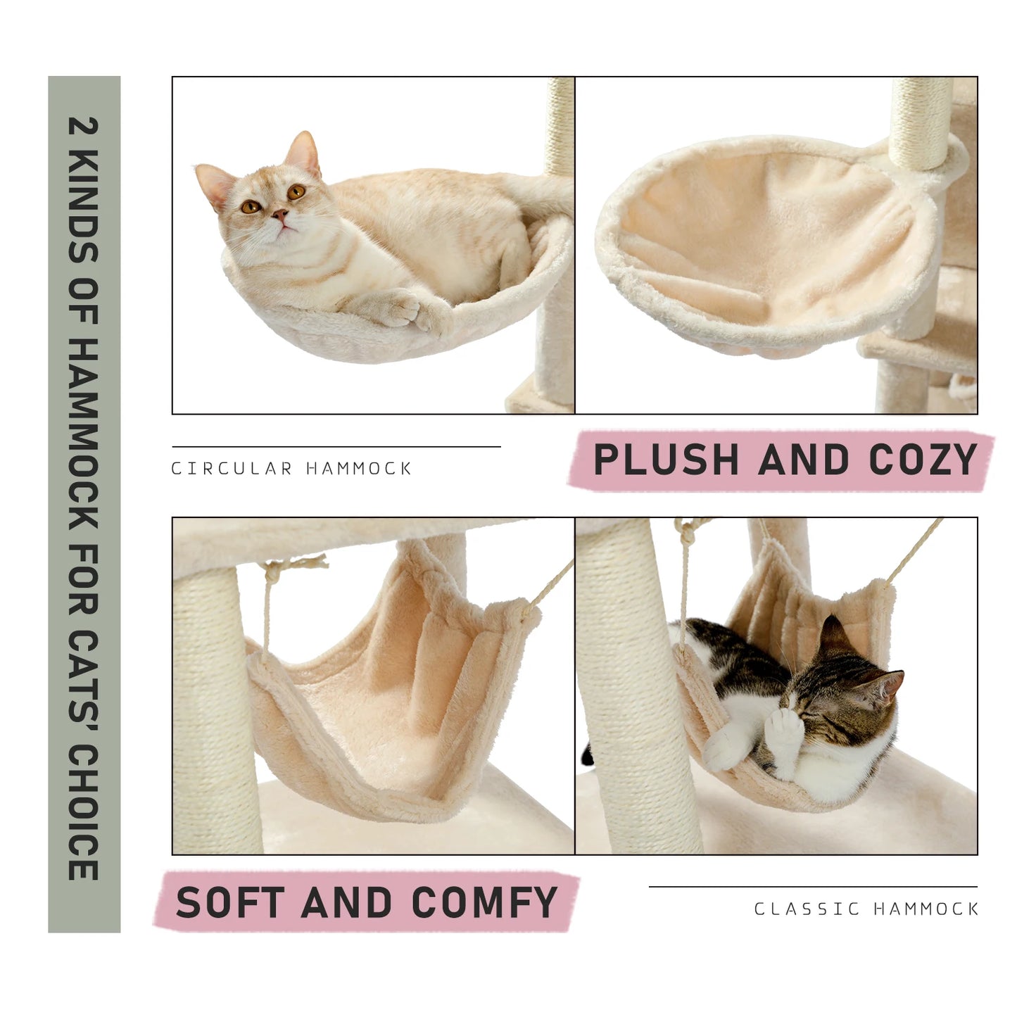 143cm Elegant Cat Climbing Tower & Scratching Post Tree  - Cozy and Stylish