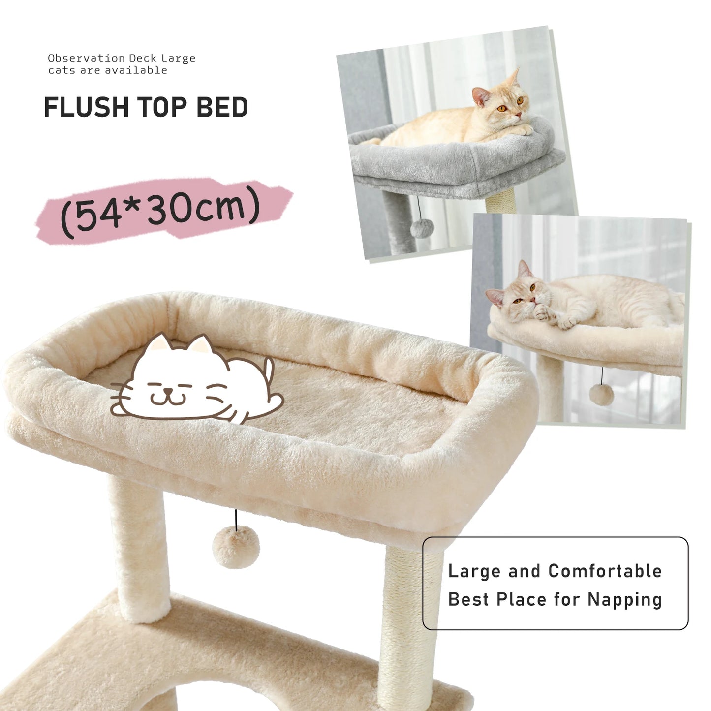 143cm Elegant Cat Climbing Tower & Scratching Post Tree  - Cozy and Stylish