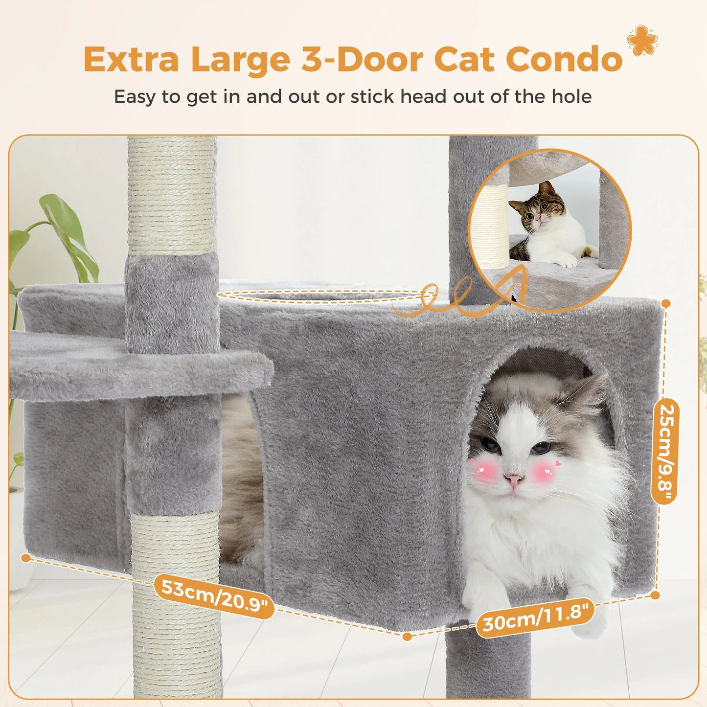 184cm Majestic Multi-Level Cat Tree with Condo, Hammock, and Scratching Post
