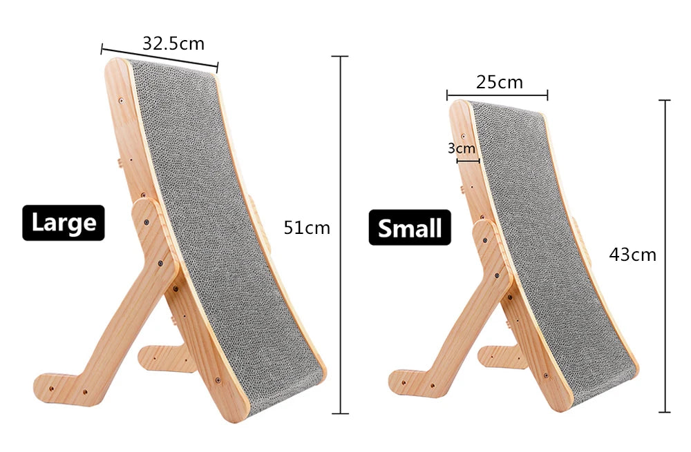 3-in-1 Wooden Cat Scratch Board and Lounge Bed - Versatile Cat Scratcher