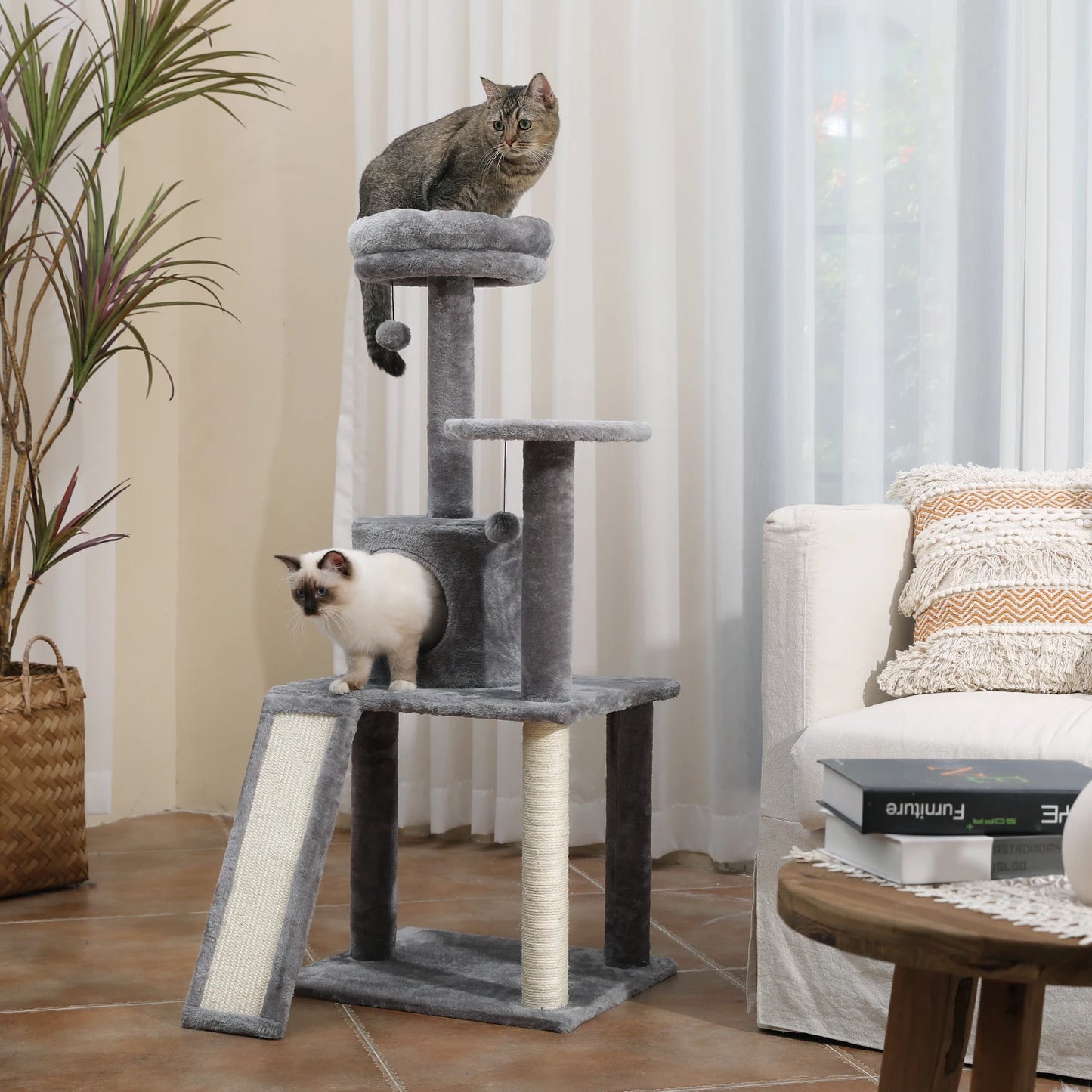 117cm Deluxe Climber Cat Tree with Scratching Post & Play Area - Pet Essentials