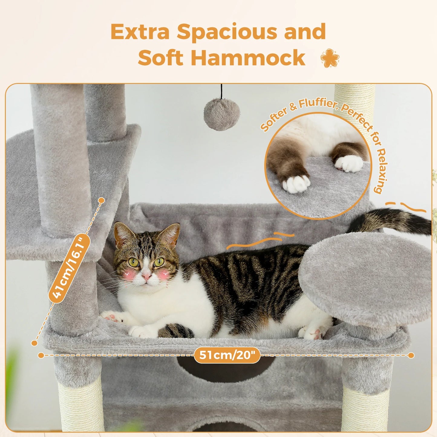 184cm Majestic Multi-Level Cat Tree with Condo, Hammock, and Scratching Post