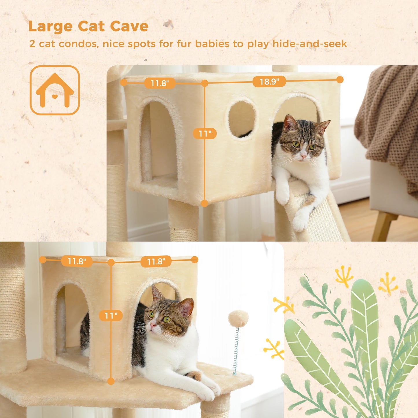 162cm Deluxe Multi-Level Cat Tree with Condo and Scratching Posts