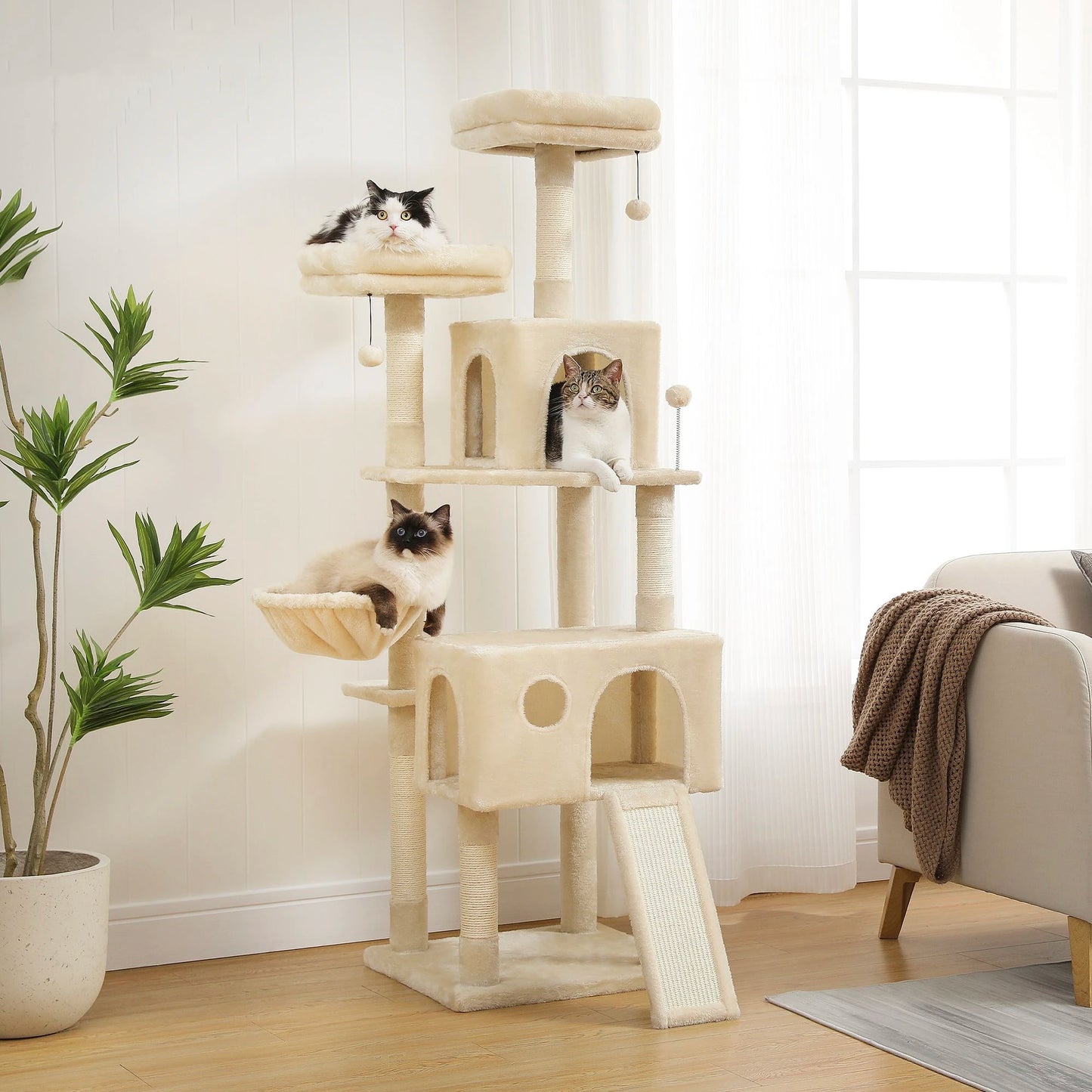 162cm Deluxe Multi-Level Cat Tree with Condo and Scratching Posts