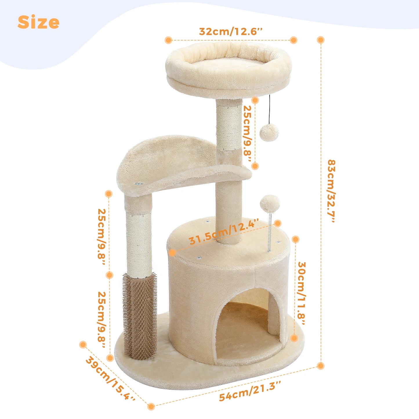 83cm Charming Cat Tree with Cozy Condo and Interactive Features