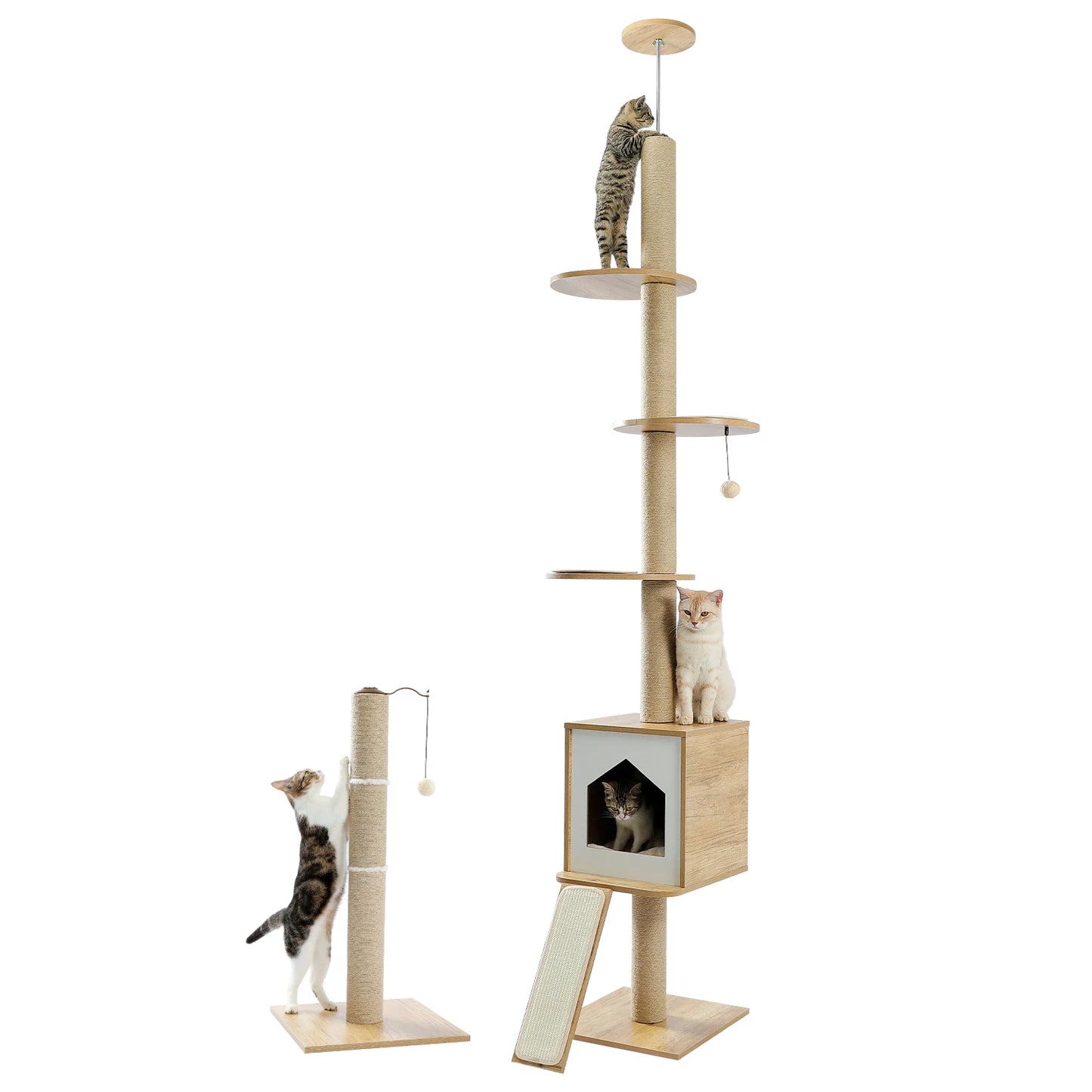 Adjustable 240-260cm Cat Tree - 'Cat Town' High-Rise Tower