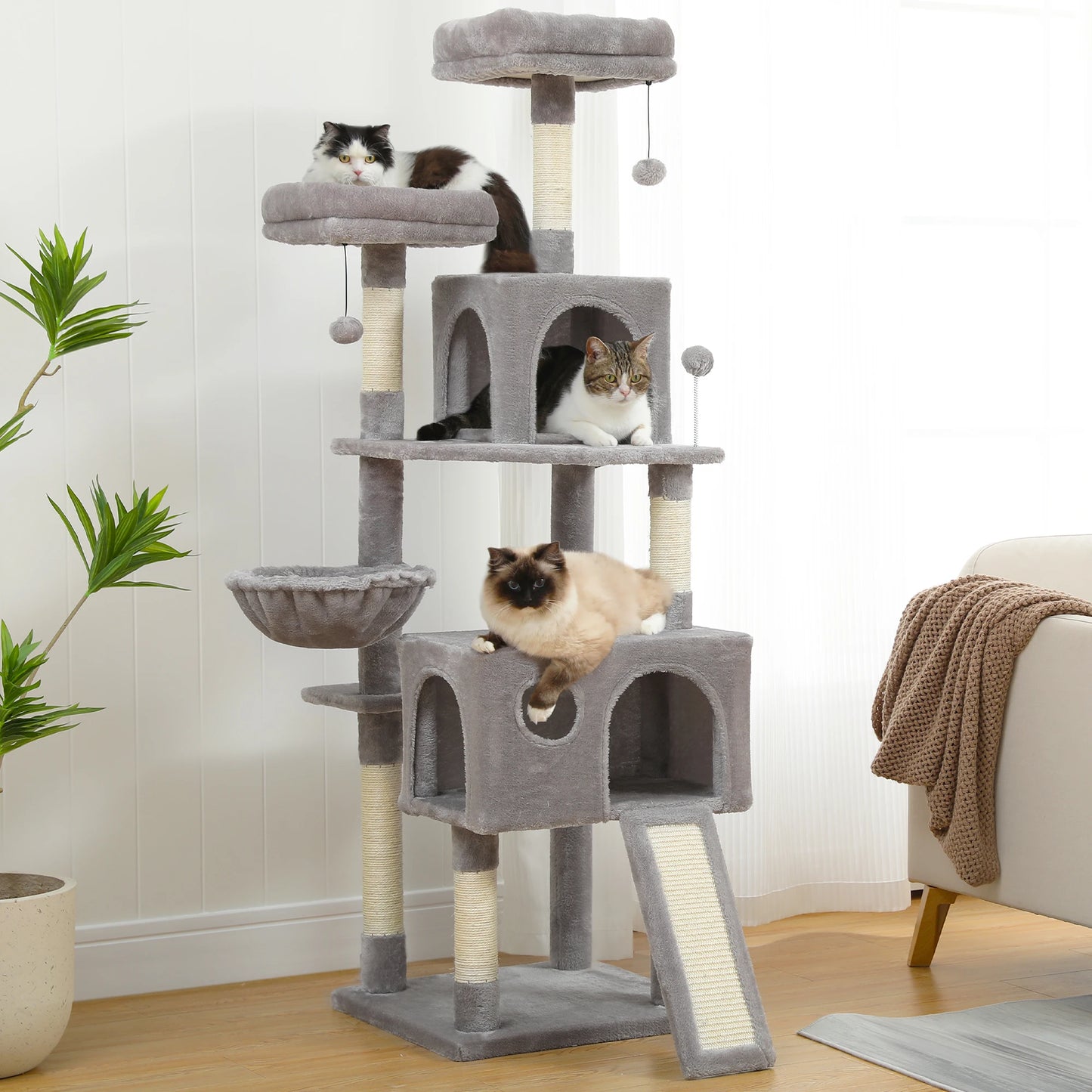 162cm Deluxe Multi-Level Cat Tree with Condo and Scratching Posts
