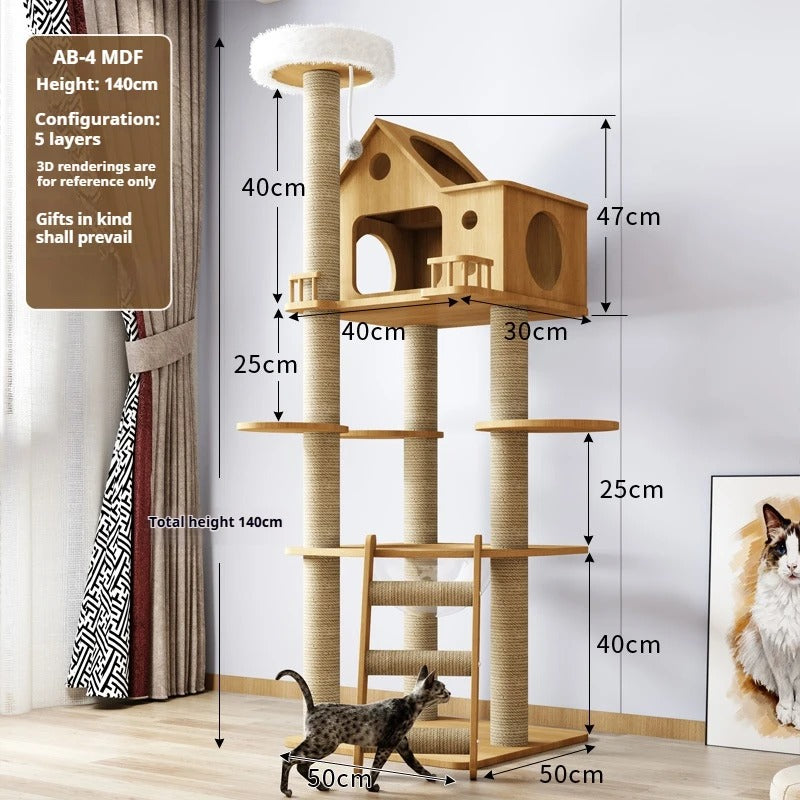 115-175cm. Large Multi-Level Indoor Cat Tree – Tall Cat Tower Condo with Scratching Posts, Boards, Perches & Caves