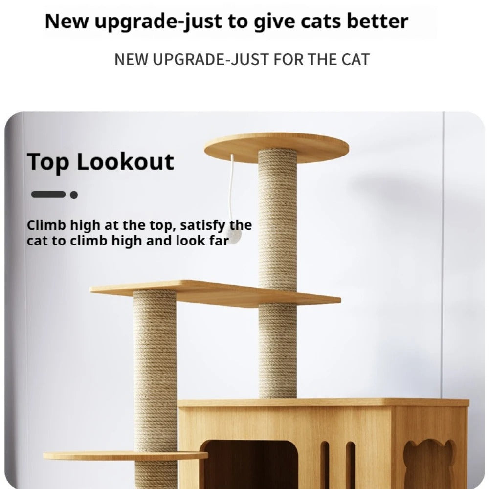 115-175cm. Large Multi-Level Indoor Cat Tree – Tall Cat Tower Condo with Scratching Posts, Boards, Perches & Caves