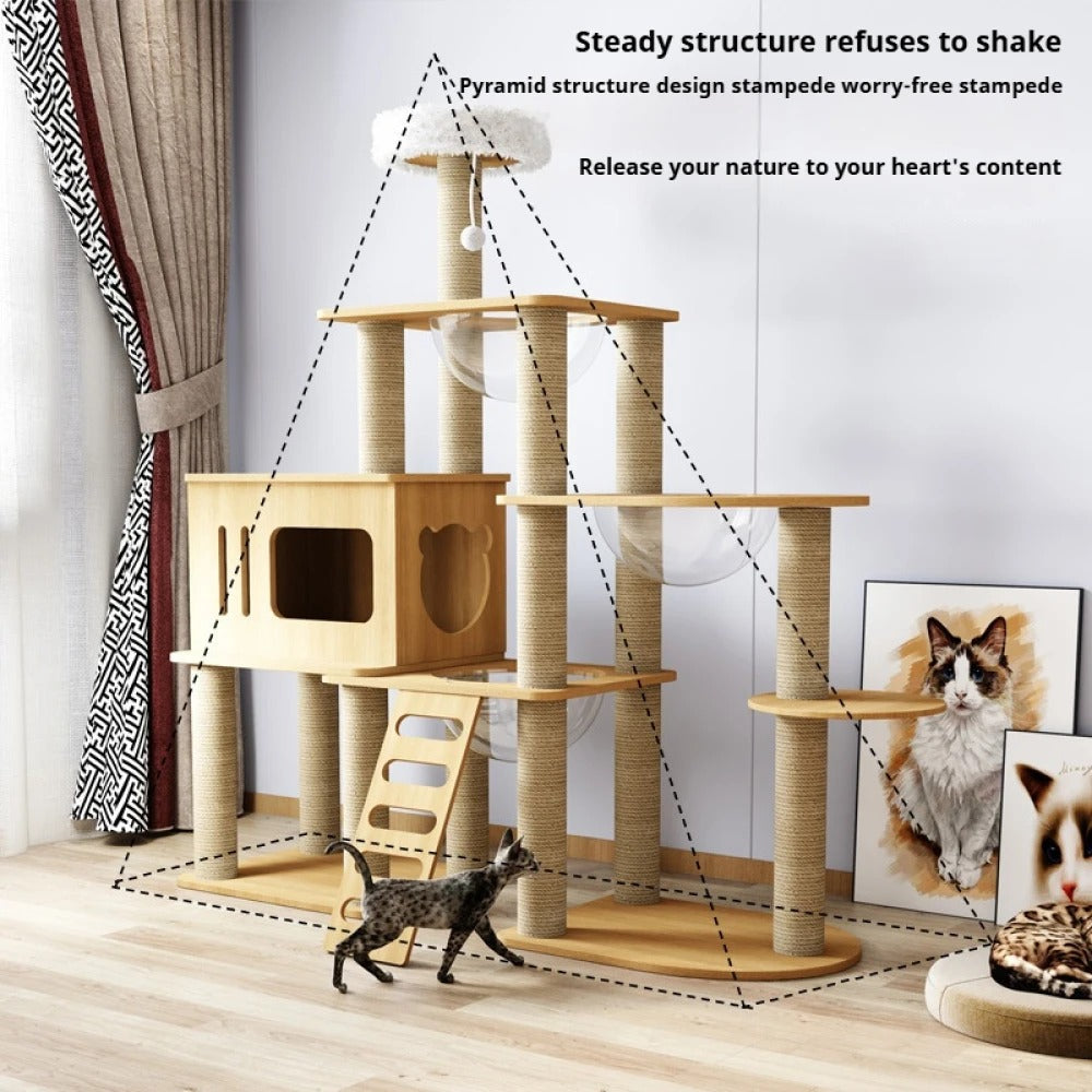 115-175cm. Large Multi-Level Indoor Cat Tree – Tall Cat Tower Condo with Scratching Posts, Boards, Perches & Caves
