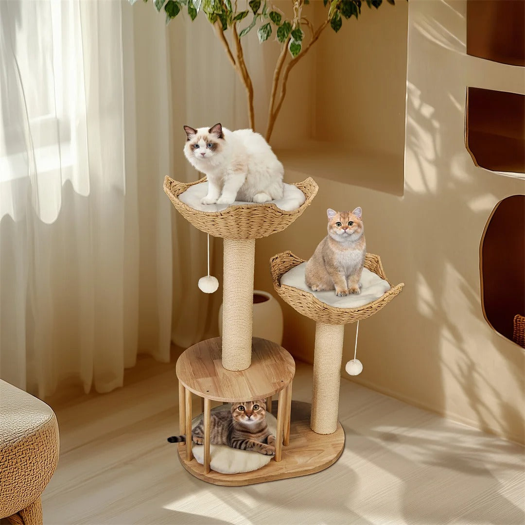 99cm 3-Tier Cat Climbing Tree – Indoor Activity Tower with Scratching Post for Kittens & Cats