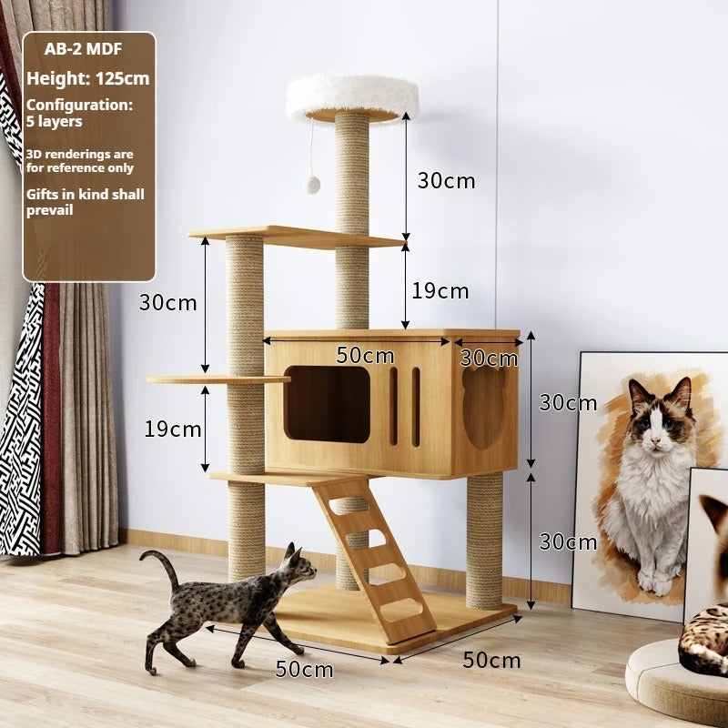 115-175cm. Large Multi-Level Indoor Cat Tree – Tall Cat Tower Condo with Scratching Posts, Boards, Perches & Caves