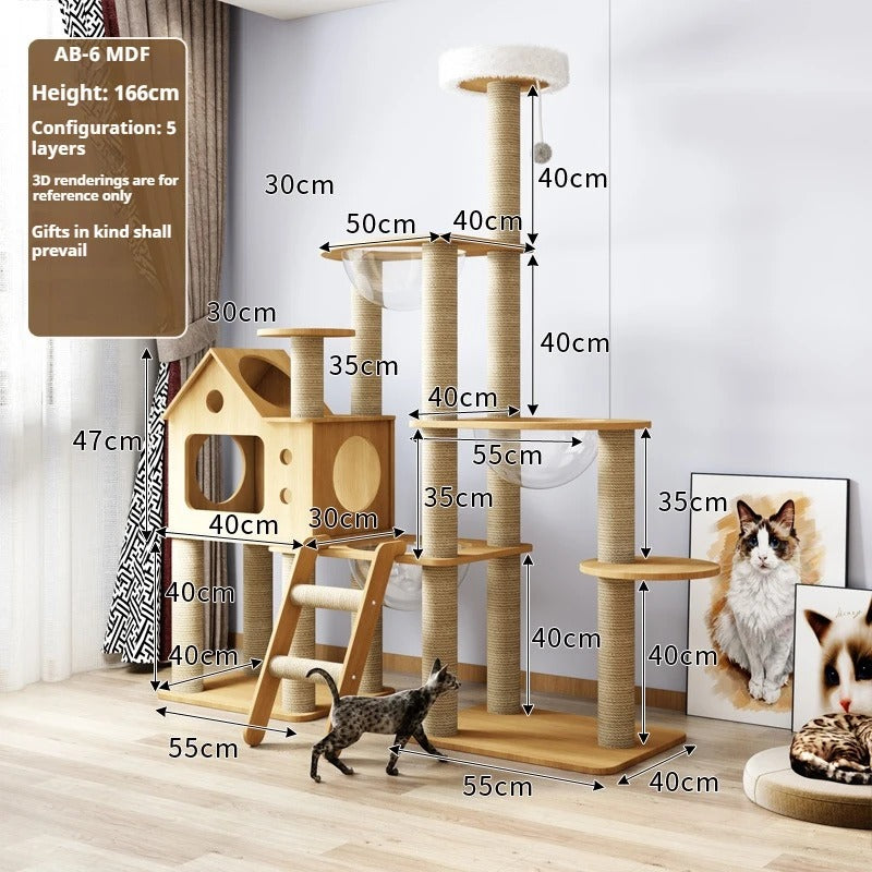 115-175cm. Large Multi-Level Indoor Cat Tree – Tall Cat Tower Condo with Scratching Posts, Boards, Perches & Caves