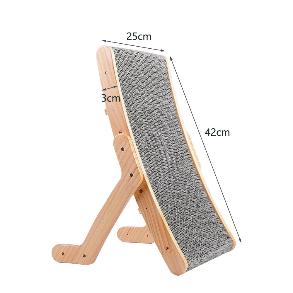 3-in-1 Wooden Cat Scratch Board and Lounge Bed - Versatile Cat Scratcher