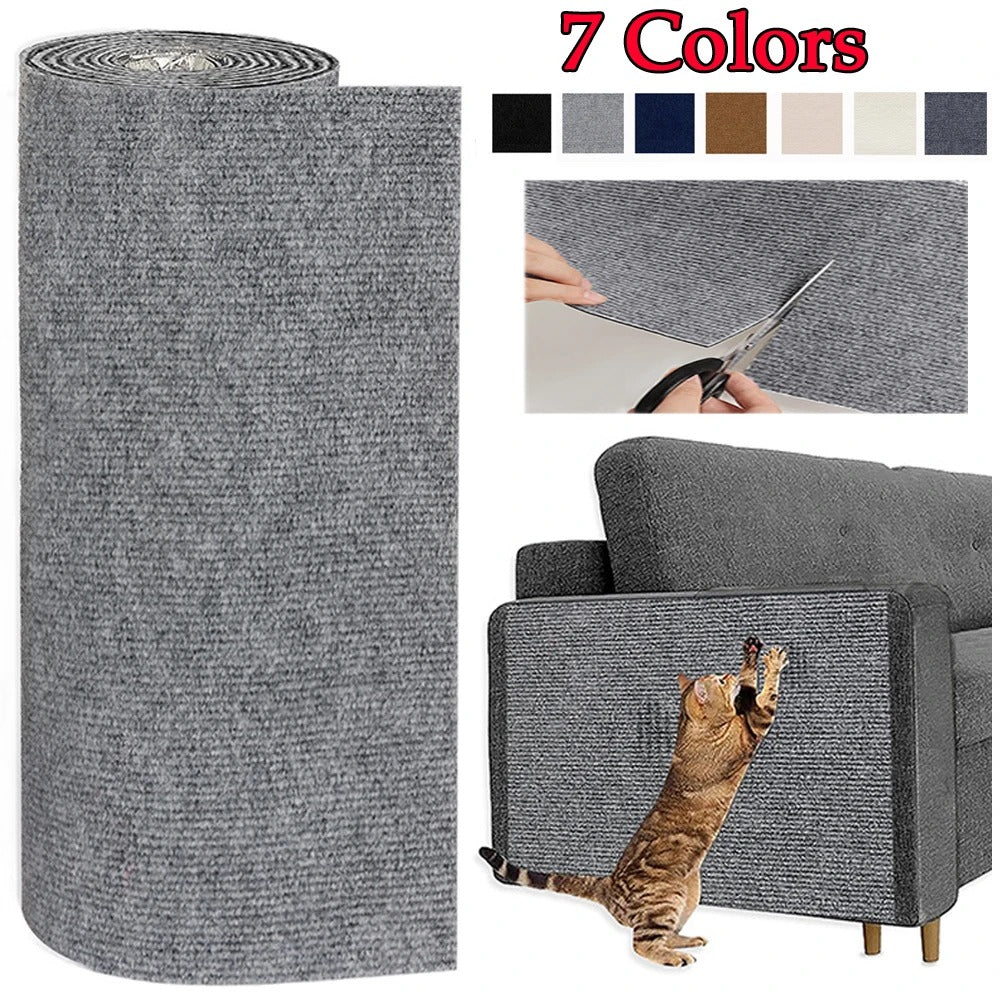 Self-Adhesive Cat Scratching Mat β Trimmable Carpet Protector for Sofa, Walls & Furniture