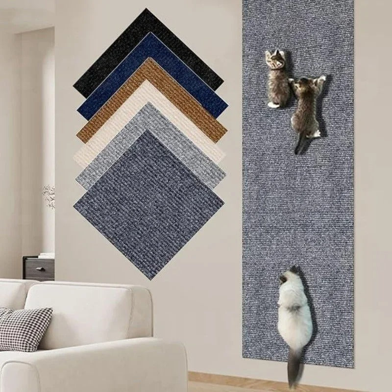 Self-Adhesive Cat Scratching Mat β Trimmable Carpet Protector for Sofa, Walls & Furniture