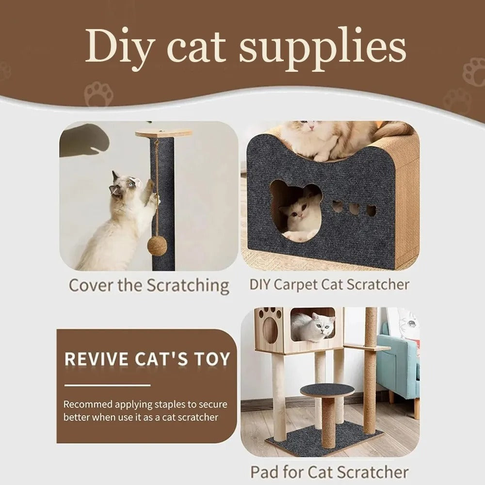 Self-Adhesive Cat Scratching Mat β Trimmable Carpet Protector for Sofa, Walls & Furniture