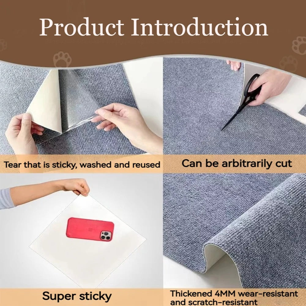 Self-Adhesive Cat Scratching Mat β Trimmable Carpet Protector for Sofa, Walls & Furniture