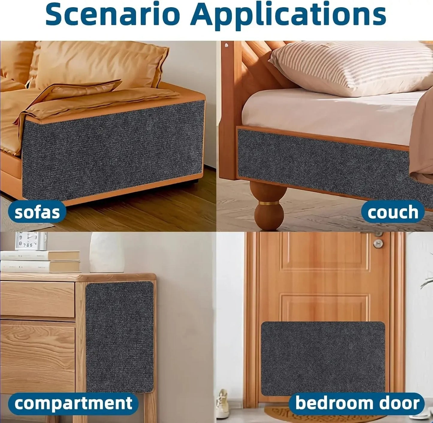 Self-Adhesive Cat Scratching Mat β Trimmable Carpet Protector for Sofa, Walls & Furniture